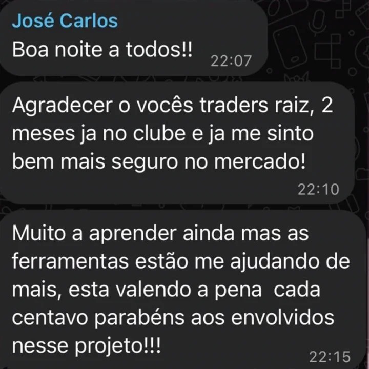 Print da mensagem de José Carlos: As ferramentas estão me ajudando demais.